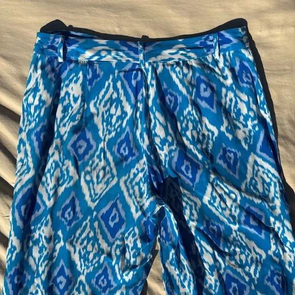 DORA LANDA Silk Ikat Print Wide Leg Trousers - Picture 11 of 16